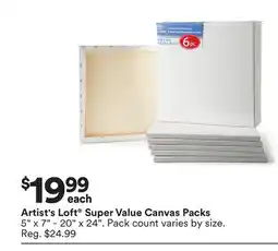 Michaels Artist's Loft Super Value Canvas packs offer