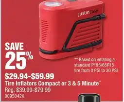 PartSource Justin Case Tire Inflators Compact or 3 & 5 Minute offer