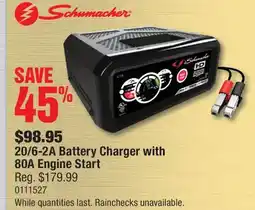PartSource Schumacher 20/6-2A Battery Charger with 80A Engine Start offer