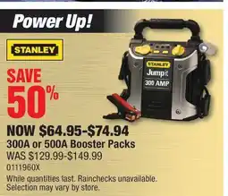PartSource Stanley 300A or 500A Booster Packs offer