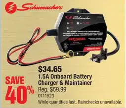 PartSource Schumacher 1.5A Onboard Battery Charger & Maintainer offer