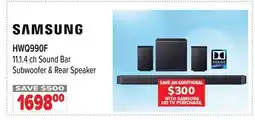 2001 Audio Video HWQ990F 11.1. 4 ch Sound Bar Subwoofer & Rear Speaker offer