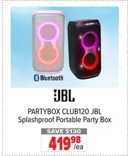 2001 Audio Video PARTYBOX CLUB120 JBL Splashproof Portable Party Box offer