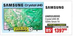 2001 Audio Video UN85DU8000 85 SAMSUNG Crystal UHD 4K 120Hz Smart TV offer
