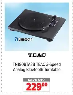2001 Audio Video TN180BTA3B TEAC 3-Speed Analog Bluetooth Turntable offer