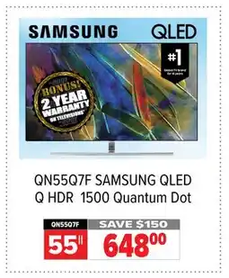 2001 Audio Video QN55Q7F SAMSUNG QLED Q HDR 1500 Quantum Dot offer