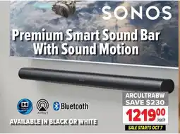 2001 Audio Video ARCULTRABW SONOS Premium Smart Sound Bar With Sound Motion offer