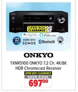 2001 Audio Video TXNR5100 ONKYO 7.2 Ch. 4K/8K HDR Chromecast Receiver offer