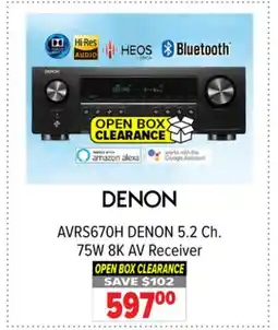 2001 Audio Video AVRS670H DENON 5.2 Ch. 75W 8K AV Receiver offer