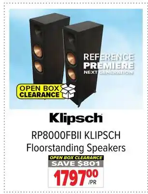 2001 Audio Video RP8000FBII KLIPSCH Floorstanding Speakers offer