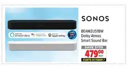 2001 Audio Video BEAM2US1BW Dolby Atmos Smart Sound Bar offer