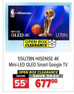 2001 Audio Video 55U78N HISENSE 55 4K Mini-LED QLED Smart Google TV offer