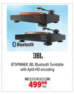 2001 Audio Video BTSPINNER JBL Bluetooth Turntable with AptX - HD encoding offer