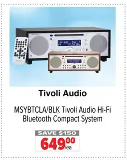 2001 Audio Video MSYBTCLA/BLK Tivoli Audio Hi-Fi Bluetooth Compact System offer