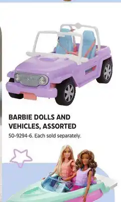 Canadian Tire BARBIE DOLLS AND VEHICLES, ASSORTED offer