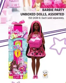 Canadian Tire BARBIE PARTY UNBOXED DOLLS, ASSORTED offer