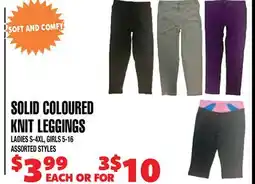 Len's Mill Stores SOLID COLOURED KNIT LEGGINGS offer