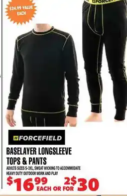 Len's Mill Stores FORCEFIELD BASELAYER LONGSLEEVE TOPS & PANTS offer