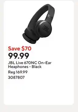 Staples JBL Live 670NC On-Ear Heaphones - Black offer