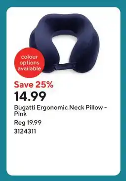 Staples Bugatti Ergonomic Neck Pillow - Pink offer