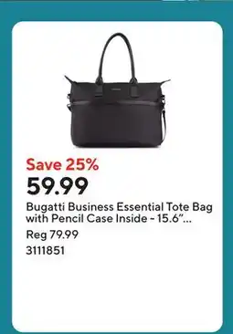 Staples Bugatti Business Essential Tote Bag with Pencil Case Inside - 15.6 - Black offer