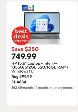 Staples HP 15.6 Laptop - Intel i7-1355U/512GB SSD/16GB RAM/Windows 11 offer
