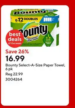 Staples Bounty Select-A-Size Paper Towel, 6 pk offer