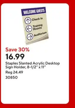 Staples Staples Slanted Acrylic Desktop Sign Holder, 8-1/2 x 11 offer