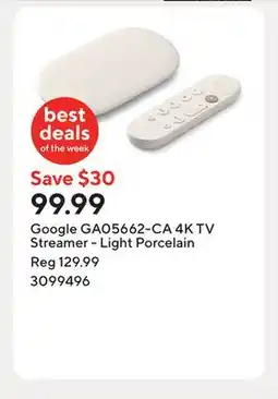 Staples Google GA05662-CA 4K TV Streamer - Light Porcelain offer