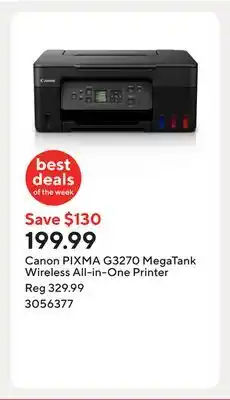 Staples Canon PIXMA G3270 MegaTank Wireless All-in-One Printer offer