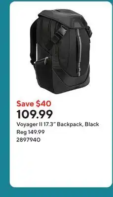 Staples Voyager II 17.3 Backpack, Black offer