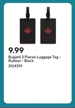 Staples Bugatti 2 Pieces Luggage Tag - Rubber - Black offer