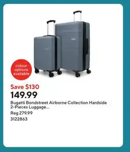 Staples Bugatti Bondstreet Airborne Collection Hardside 2-Pieces Luggage Set - Storm Blue offer