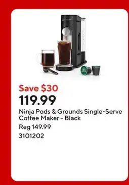Staples Ninja Pods & Grounds Single-Serve Coffee Maker - Black offer