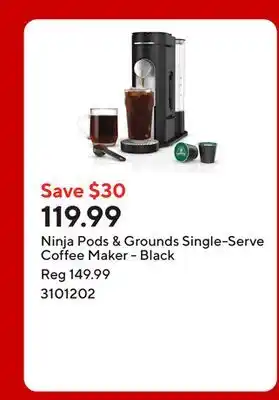 Staples Ninja Pods & Grounds Single-Serve Coffee Maker - Black offer