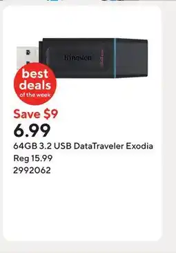 Staples 64GB 3.2 USB DataTraveler Exodia offer