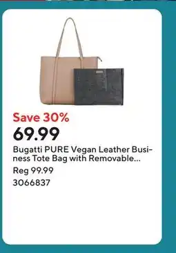 Staples Bugatti PURE Vegan Leather Business Tote Bag with Removable Organizer for 14.1 Laptop/Tablet - Taupe offer