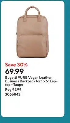 Staples Bugatti PURE Vegan Leather Business Backpack for 15.6 Laptop - Taupe offer