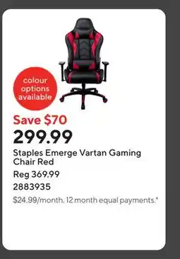 Staples Staples Emerge Vartan Gaming Chair Red offer