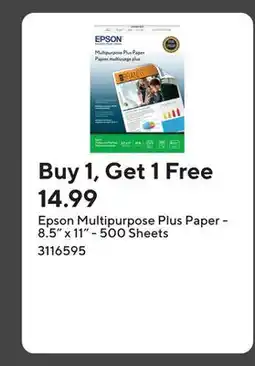 Staples Epson Multipurpose Plus Paper - 8.5 x 11 - 500 Sheets offer