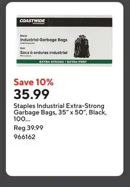 Staples Staples Industrial Extra-Strong Garbage Bags, 35 x 50, Black, 100 Pack offer