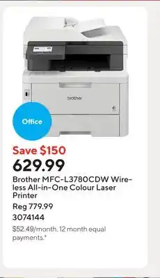 Staples Brother MFC-L3780CDW Wireless All-in-One Colour Laser Printer offer