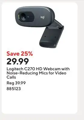 Staples Logitech C270 HD Webcam with Noise-Reducing Mics for Video Calls offer