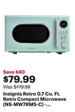Best Buy Insignia Retro 0.7 Cu. Ft. Retro Compact Microwave (NS-MW7RM5-C) - Mint - Only at Best Buy offer