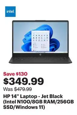 Best Buy HP 14 Laptop - Jet Black (Intel N100/8GB RAM/256GB SSD/Windows 11) offer