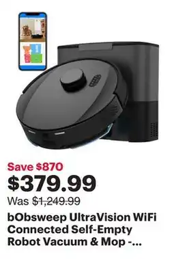 Best Buy bObsweep UltraVision WiFi Connected Self-Empty Robot Vacuum & Mop - Carbon Steel - Only at Best Buy offer
