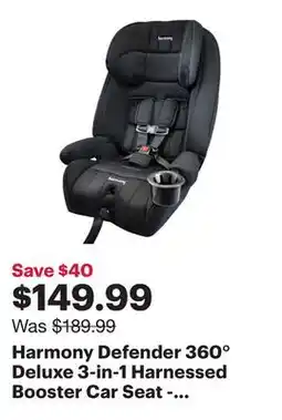 Best Buy Harmony Defender 360° Deluxe 3-in-1 Harnessed Booster Car Seat - Midnight offer
