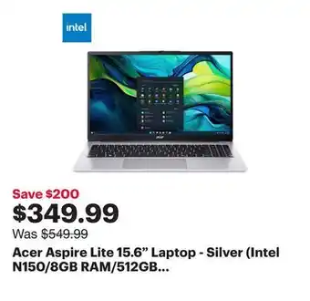 Best Buy Acer Aspire Lite 15.6 Laptop - Silver (Intel N150/8GB RAM/512GB SSD/Windows 11) offer