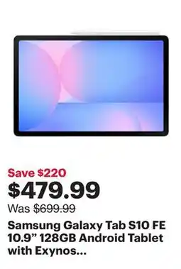 Best Buy Samsung Galaxy Tab S10 FE 10.9 128GB Android Tablet with Exynos 1580 Processor - Blue offer