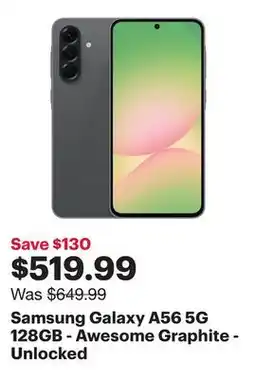 Best Buy Samsung Galaxy A56 5G 128GB - Awesome Graphite - Unlocked offer